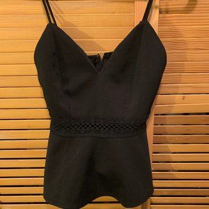Black lace band peplum tanktop